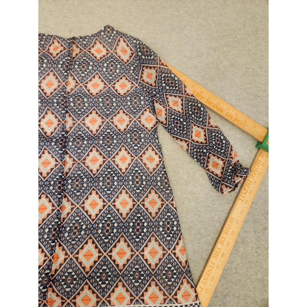 Marmellata Dress Girls 14 Blue Orange Geometric‎ Print Long Sleeve Lined A-Line - Picture 11 of 15